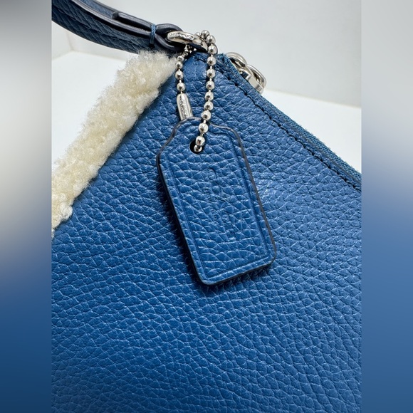 COACH Blue Extra Large Leather Sherpa Wristlet